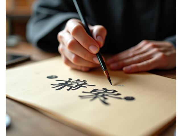 書道をする女性